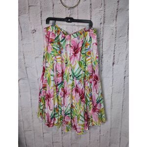 Westport by Dressbarn Floral Hawaiian Pleated Lined Skirt Plus size 3X Elastic W